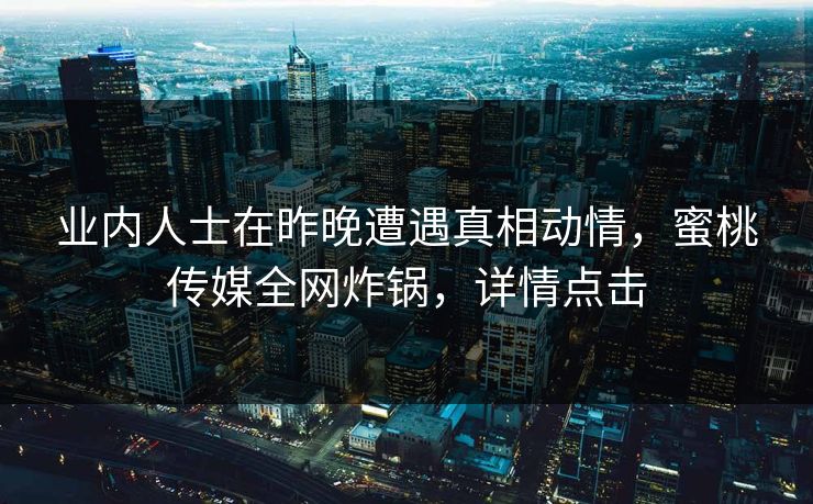 业内人士在昨晚遭遇真相动情，蜜桃传媒全网炸锅，详情点击