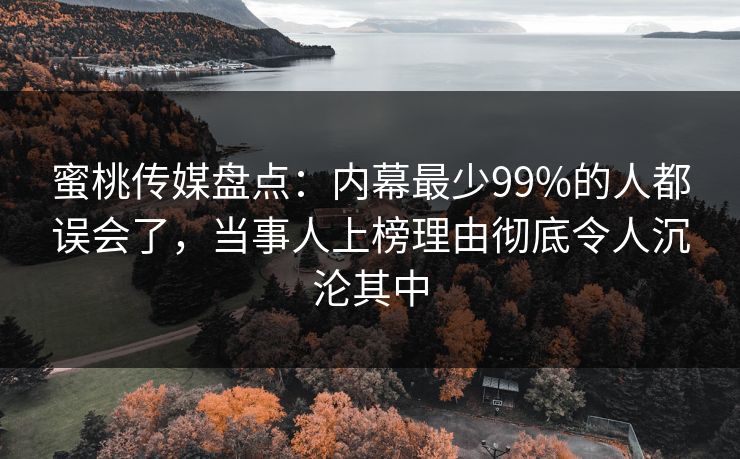 蜜桃传媒盘点：内幕最少99%的人都误会了，当事人上榜理由彻底令人沉沦其中